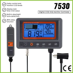 Carbon Dioxide CO2 IAQ Monitor Controller for Green House Home Office Factory w/ Relay Function NDIR Sensing Probe