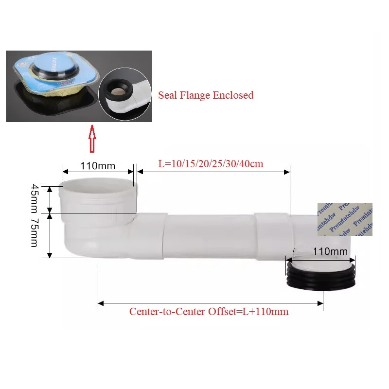1Pc DIY Resizable Plastic Oval Pipe Toilet Drain Relocation Offset Flange Adapter Shifter For Remodeling Plumbing