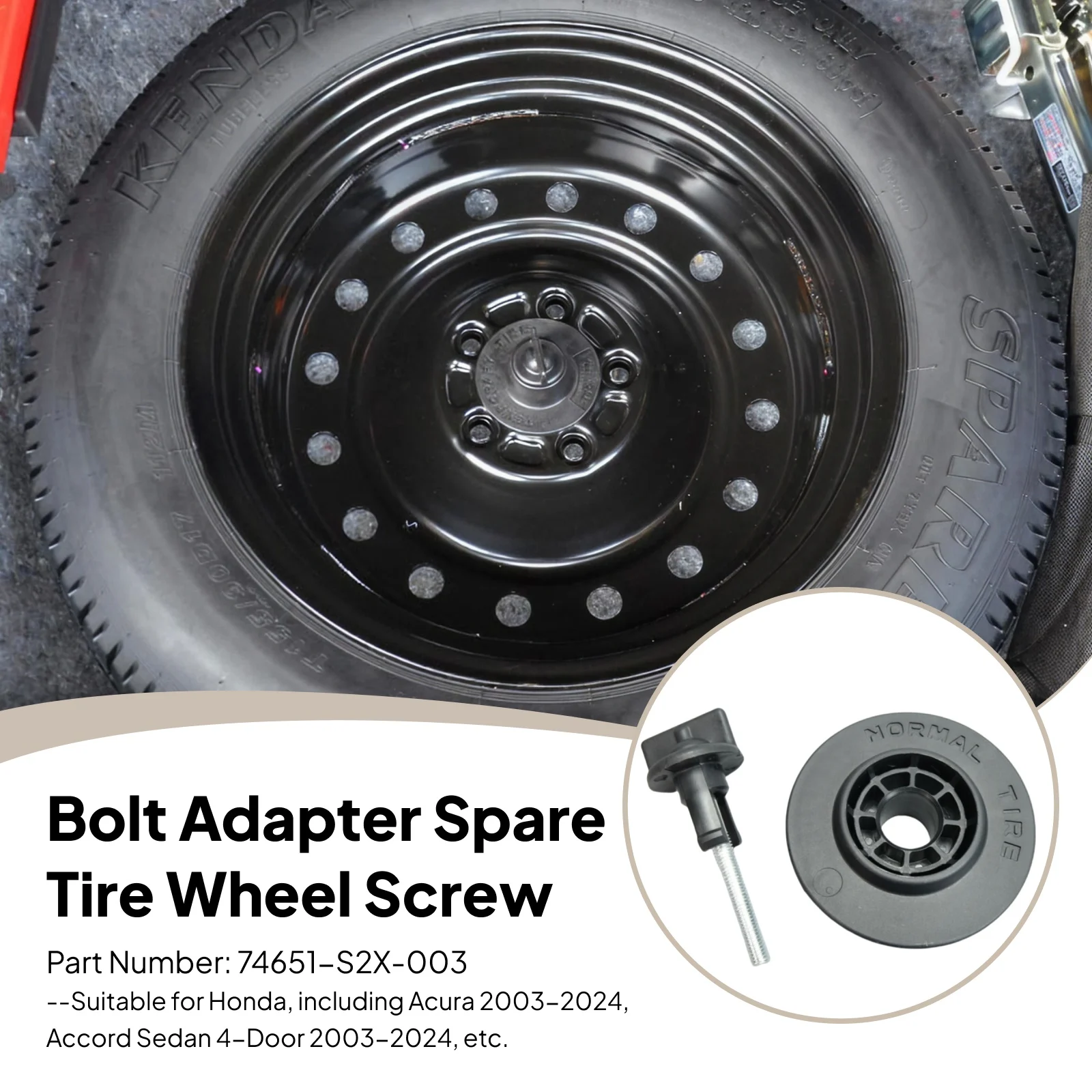 

Black Sturdy Compatible Spare Tire Wheel Screw 74651-s2x-003 Accessories for Sedan 4-door Acura Supplies Professional