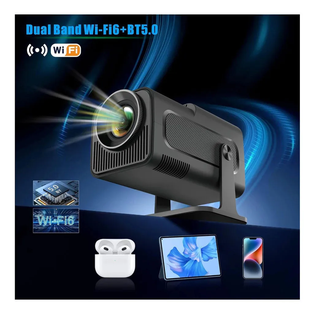 Projetor Smart HY 320 Mini Preto Original Android 13.0 Full 4K HD Bluetooth Wi-Fi