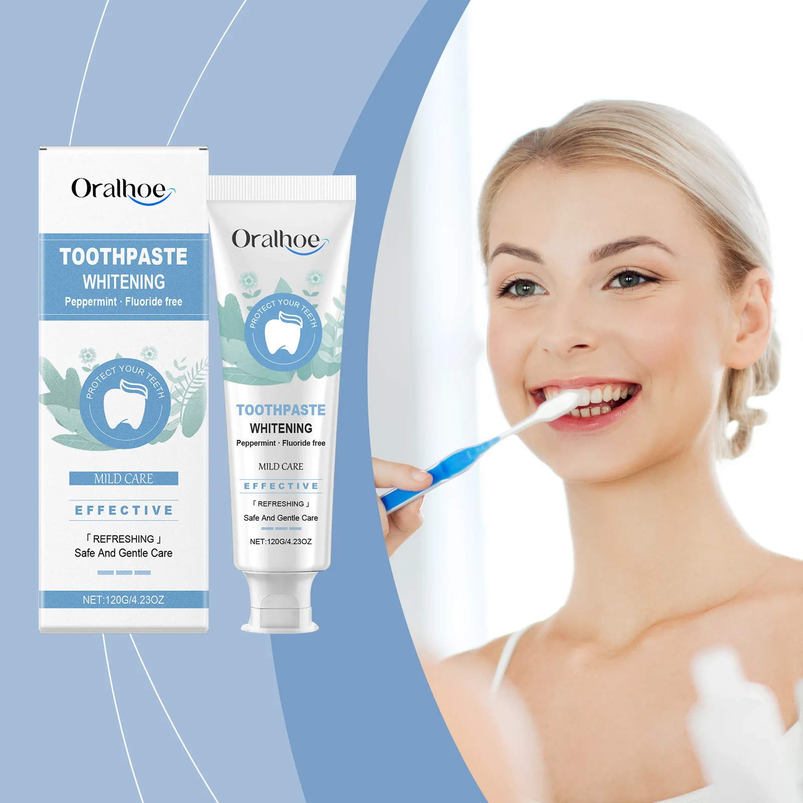 Oralhoe 120g Mint Teeth Brighten Toothpaste Whiten Clean Teeth Remove Stain Relief Swollen Gum Fresh Breath Bleaching Toothpaste