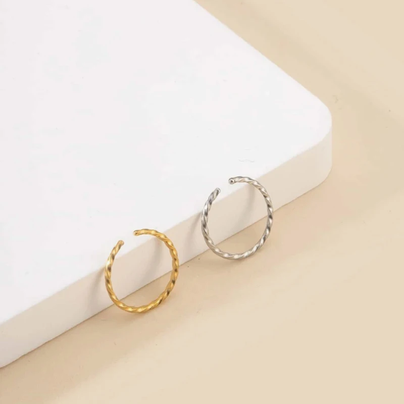 2pcs 316L Stainless Steel Twist Nose Rings 20G 0.8x8mm Septum Helix Nostril Piercing Labret Lip Piercing Cartilage Earrings Hoop
