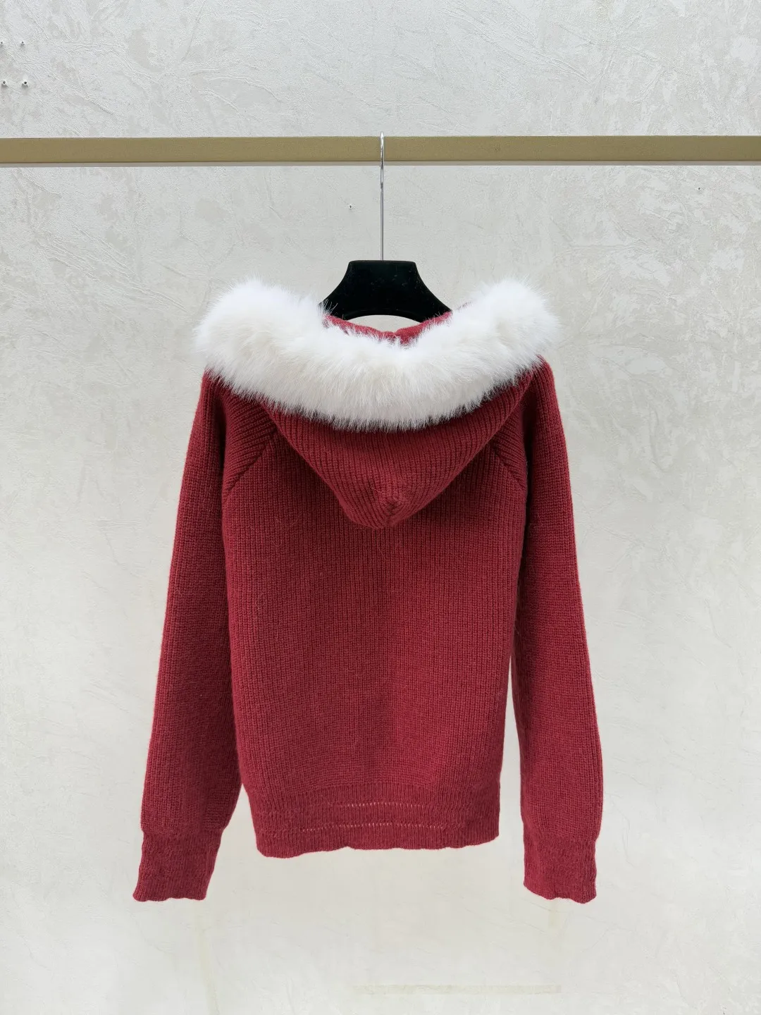 

25 Autumn/Winter New Women's Clothing New Product Hoodie with Velvet Collar Zipper Knitted Fashionable Christmas Infrared Set
