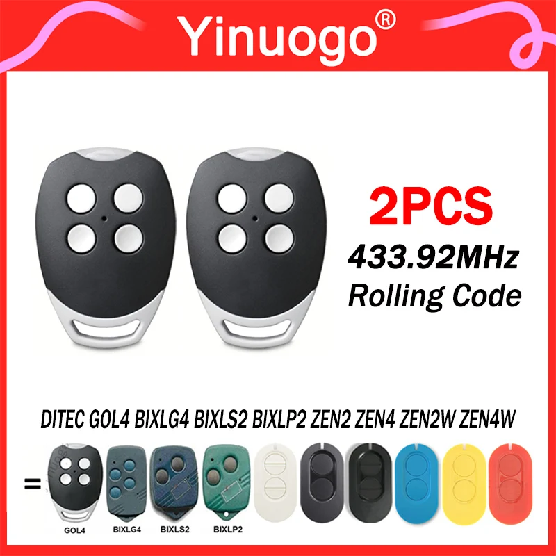 

2PCS For DITEC GOL4 BIXLG4 BIXLP2 BIXLS2 Entrematic ZEN2 ZEN4 ZEN2W ZEN4W 433.92MHz Garage Door Remote Control Gate Opener