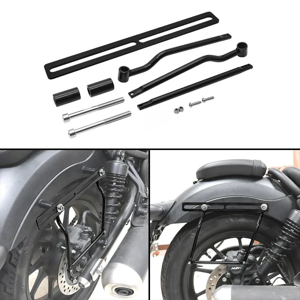 Sac de selle universel noir pour moto Kawasaki, Honda, Yamaha, Suzuki, Harley, barres de Support, Support de bagages latéraux
