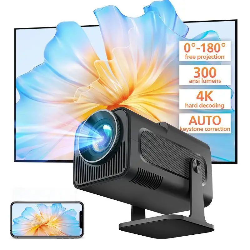 1080P Upgrated Projector 390ANSI HY320 Mini Projector Movies Meeting Android 11 Dual Home Cinema Outdoor Portable Mini Projetor