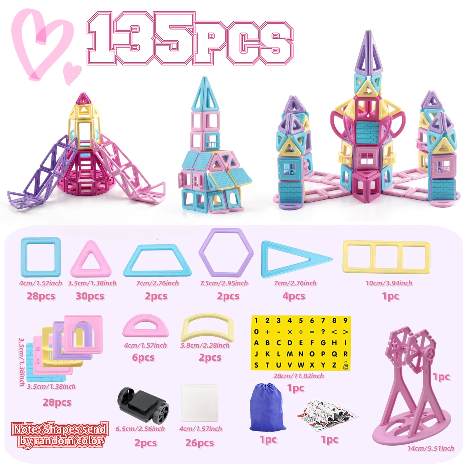 Blocs de construction magnétiques Mini taille 135 pièces, jouets éducatifs STEM pour garçons et filles de 3 4 5 6 7 8 ans