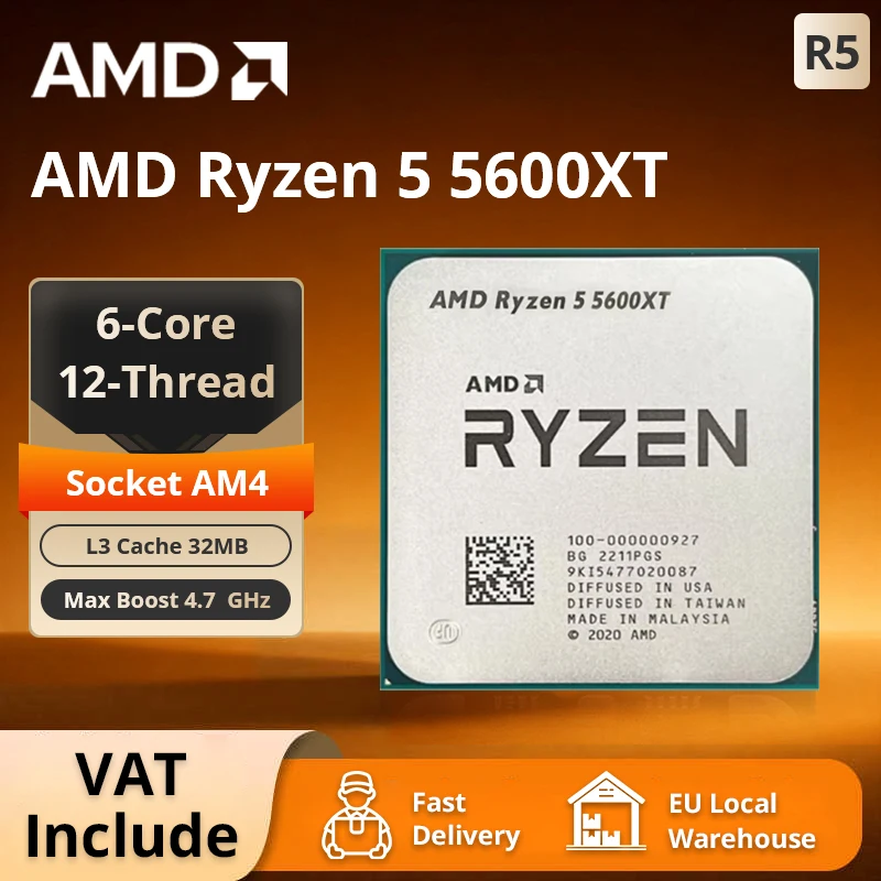 Image of AMD Ryzen 5 5600XT 6-Kern 12T AM4 4,7GHz Desktop-CPU-Prozessor 3,7GHz Basis 32MB L3-Cache 100-10000159BOX Ohne Kühler