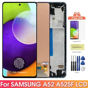 Bilashmart AMOLED A52 Screen Samsung Galaxy A52 A525F 525F/DS Lcd Display Touch Screen with Frame Digitizer Assembly Samsung A52 4G