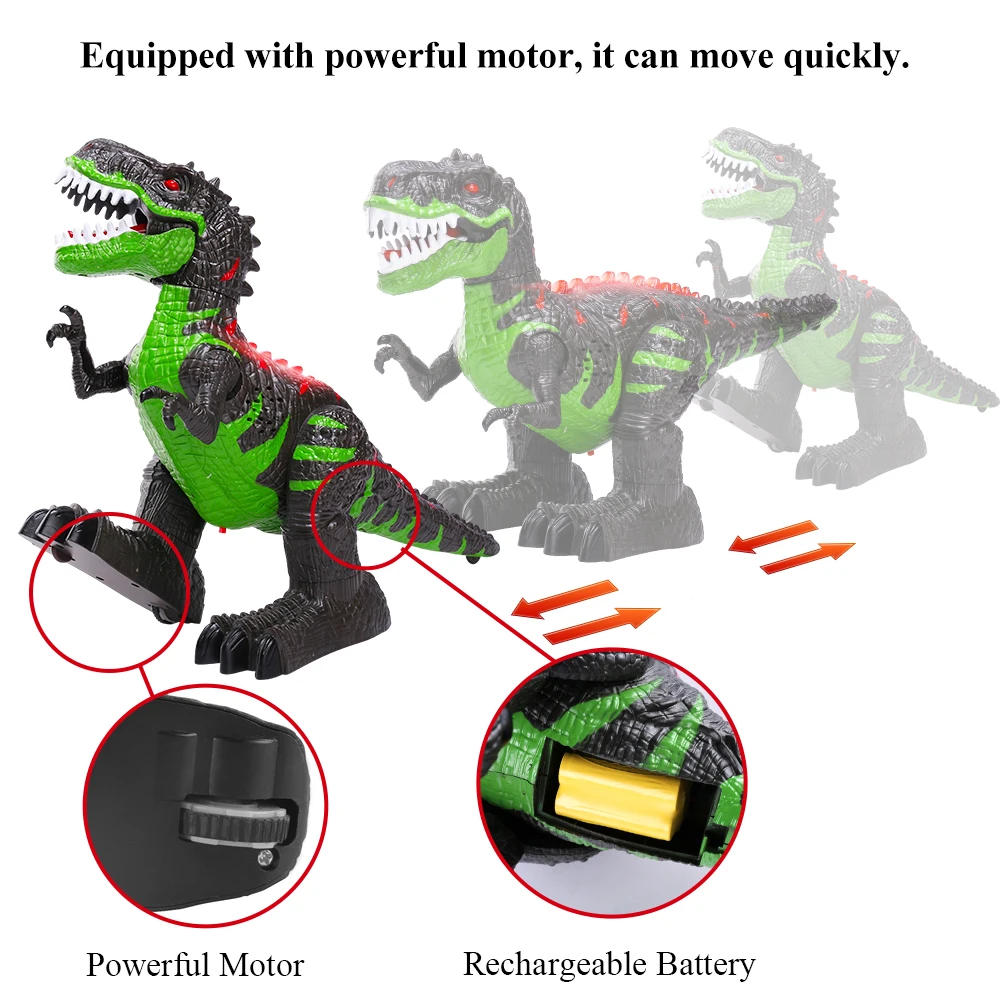 Remote Control Dinosaurs Electric Robot Sound Light Toy Excavation Jurassic Animals T Rex Educational Toys for Children Boys