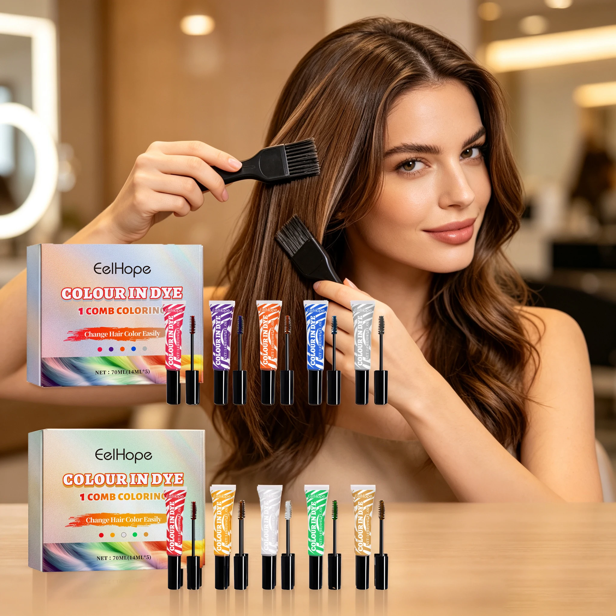 1 Set Multi Color Halloween Temporary Hair Dyeing Cream Set Moisturizing Enhance Gloss Improve Charming Non-irritating Mild Colorful Hair Dyeing Cream Set