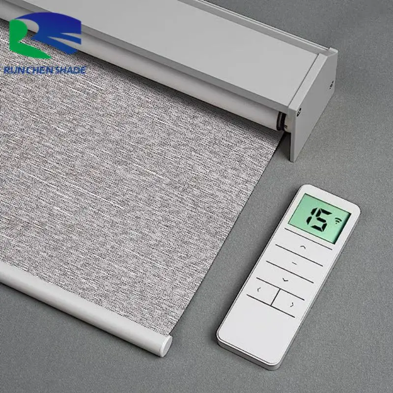 Outdoor Waterproof Smart electric windproof customized zip track Remote control roller blinds double sided zip