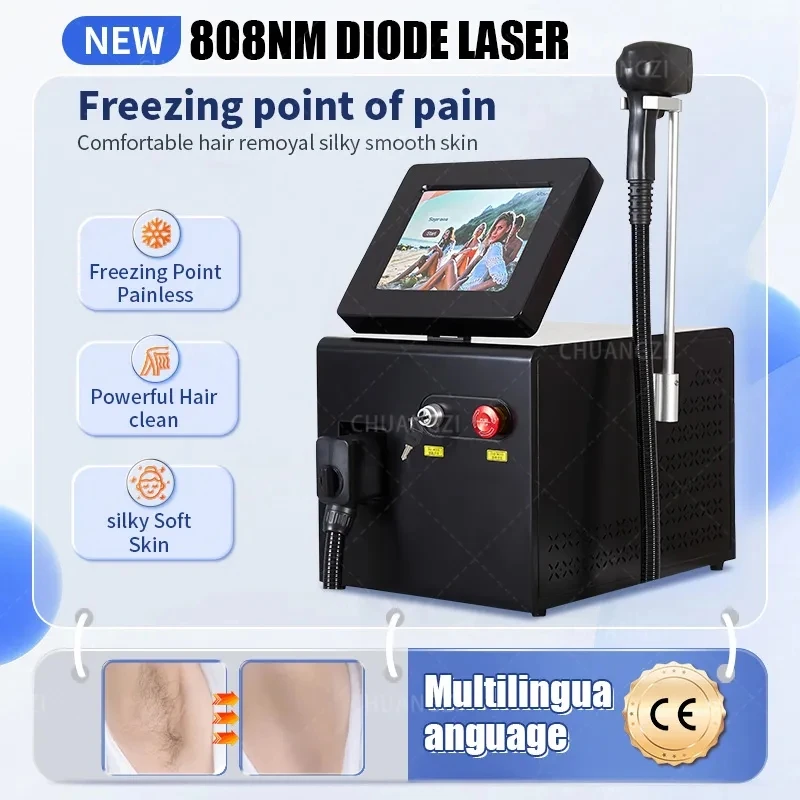 Newest 3000W 808nm Laser Diode Hair Removal Machine Freezing Point 3-Wavelength Permanent Painless Depilate