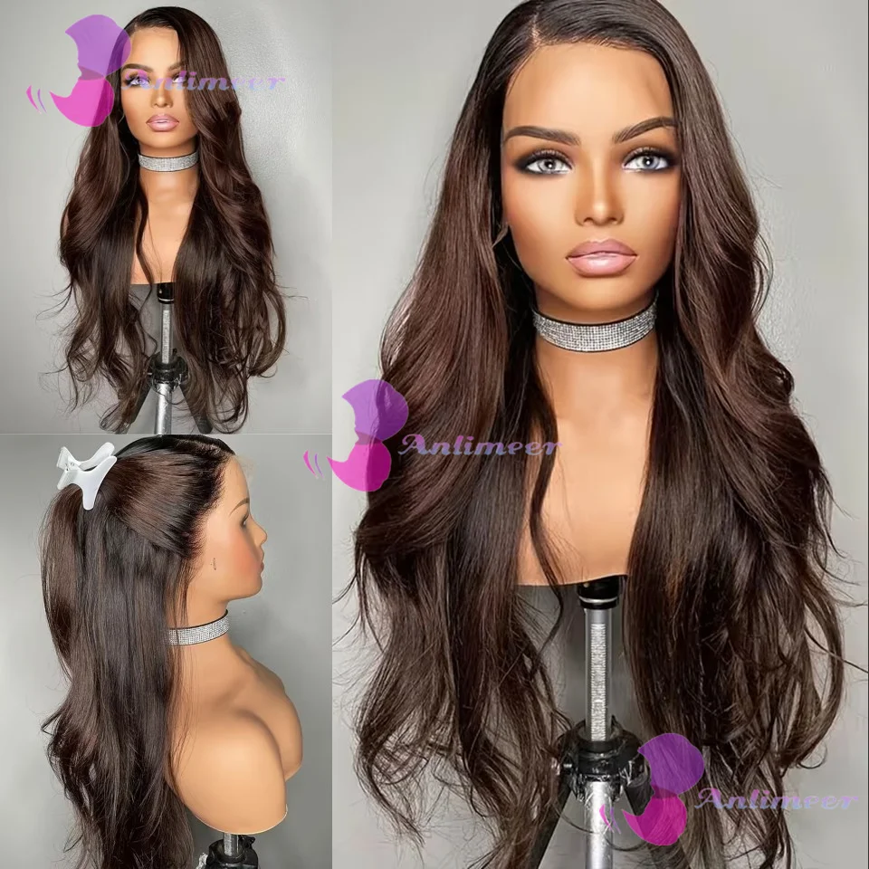 #2 Dark Brown Glueless 5x5 Silk Top Closure Wigs Pre Plucked 13x6/360 Full Lace Wigs Natural Wavy Right Side Part Human Hair