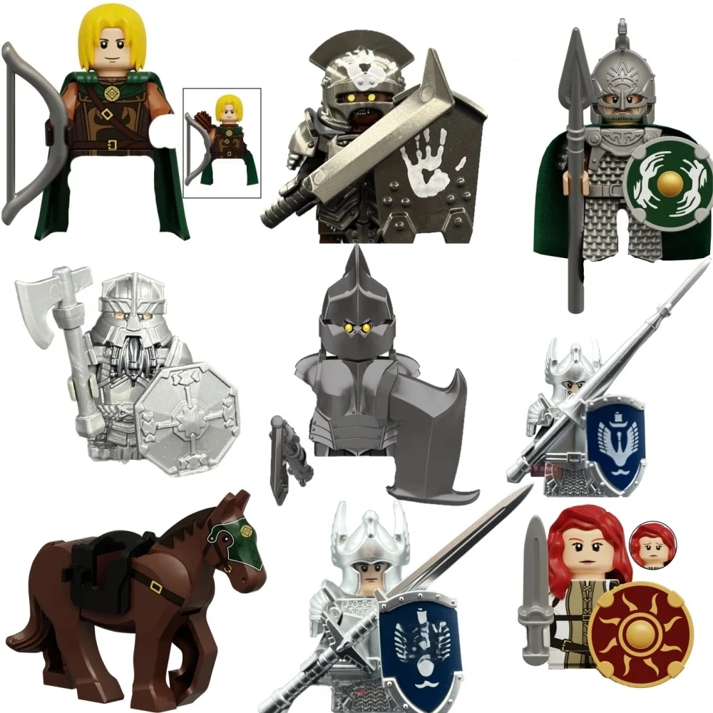 Blocs de construction militaires, figurines de soldats, série de films de Science-Fiction, armes, bouclier, jouets de chevalier, cadeaux, Mini briques médiévales MOC