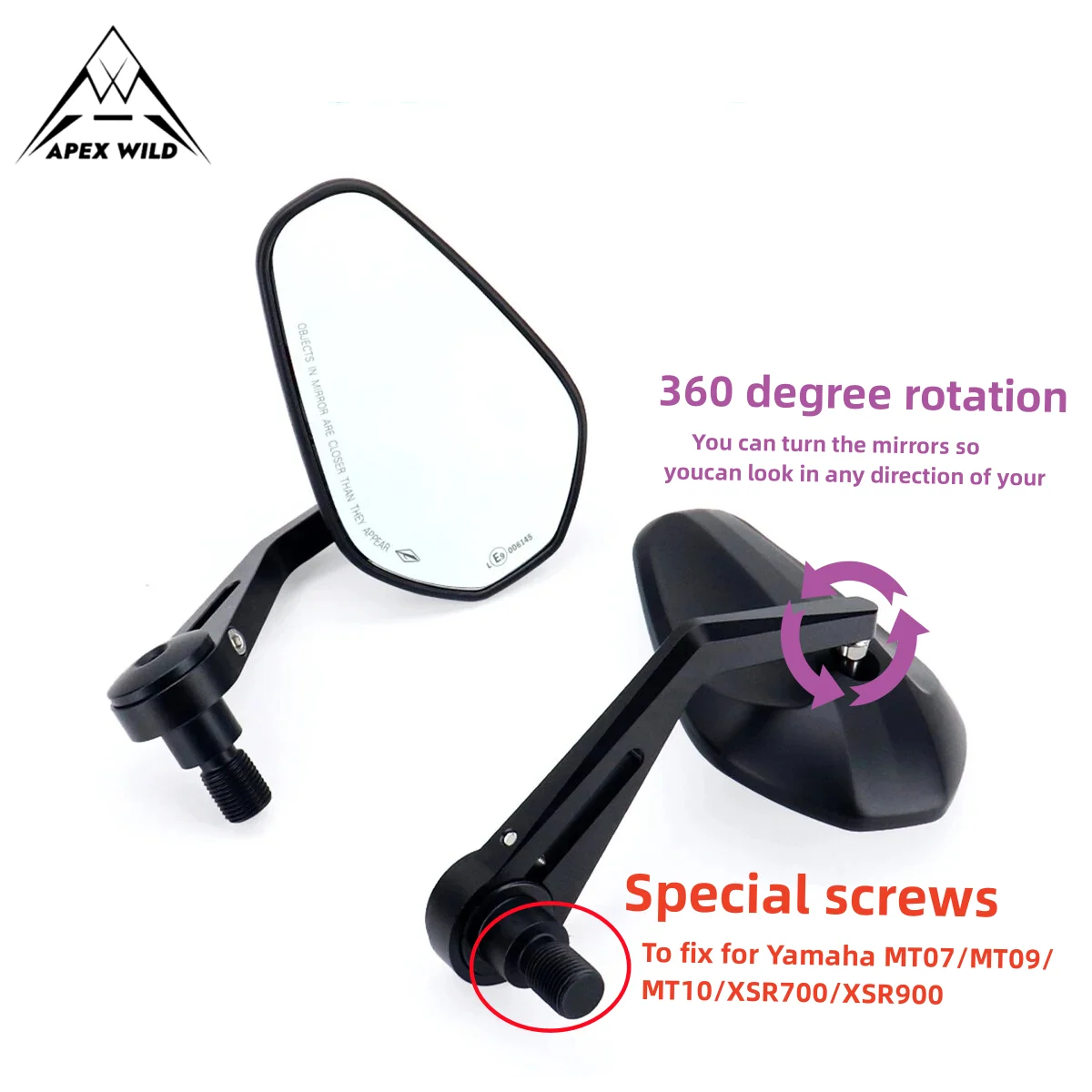 Motorcycle Handle Mirror Bar End Mirror For Yamaha MT-07 MT-09 MT10 FZ1/FZS1000 FZ6 FZ6R XJ6 For TMAX530 TMAX500 Rearview Mirror