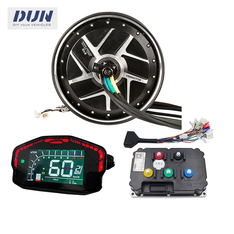 YUMA 13*4.0 inch 8000W 50H 130kmh WP Brushless Electric Wheel Hub Motor with ND72850 Controller and DKD Display For Motorcycle