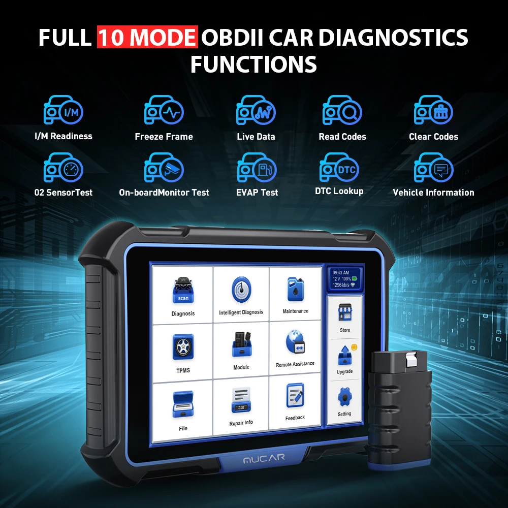 MUCAR VO8 OBD2 Car Diagnostic Tools full system Auto scanner tool 34 resets Active Test ECU Coding key programmer for all car