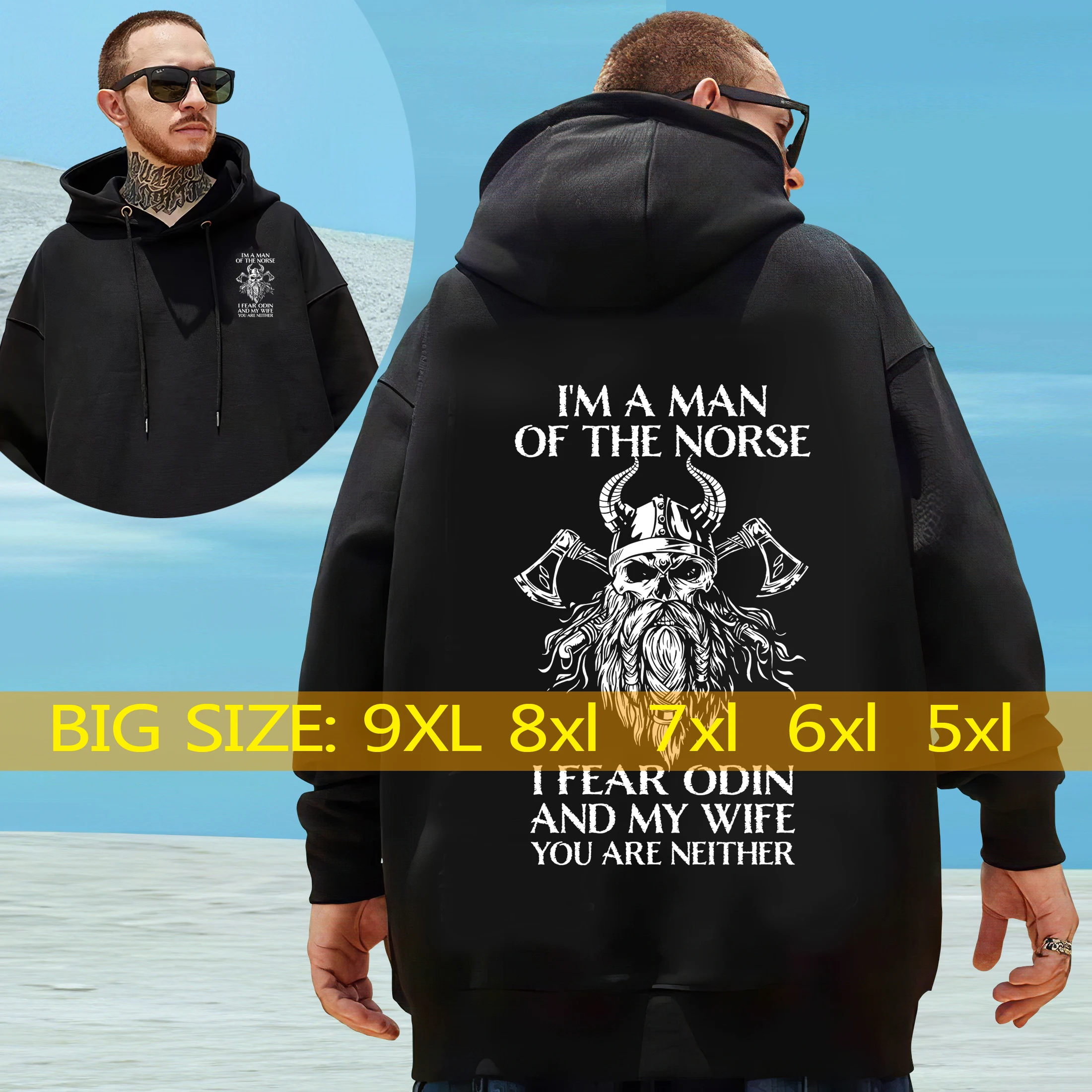 

Hot selling Men Hoodies Black Plus Size 6XL 7XL 8XL Long Sleeve Hooded Men Streetwear Male Casual big and tall Sweater 9xl