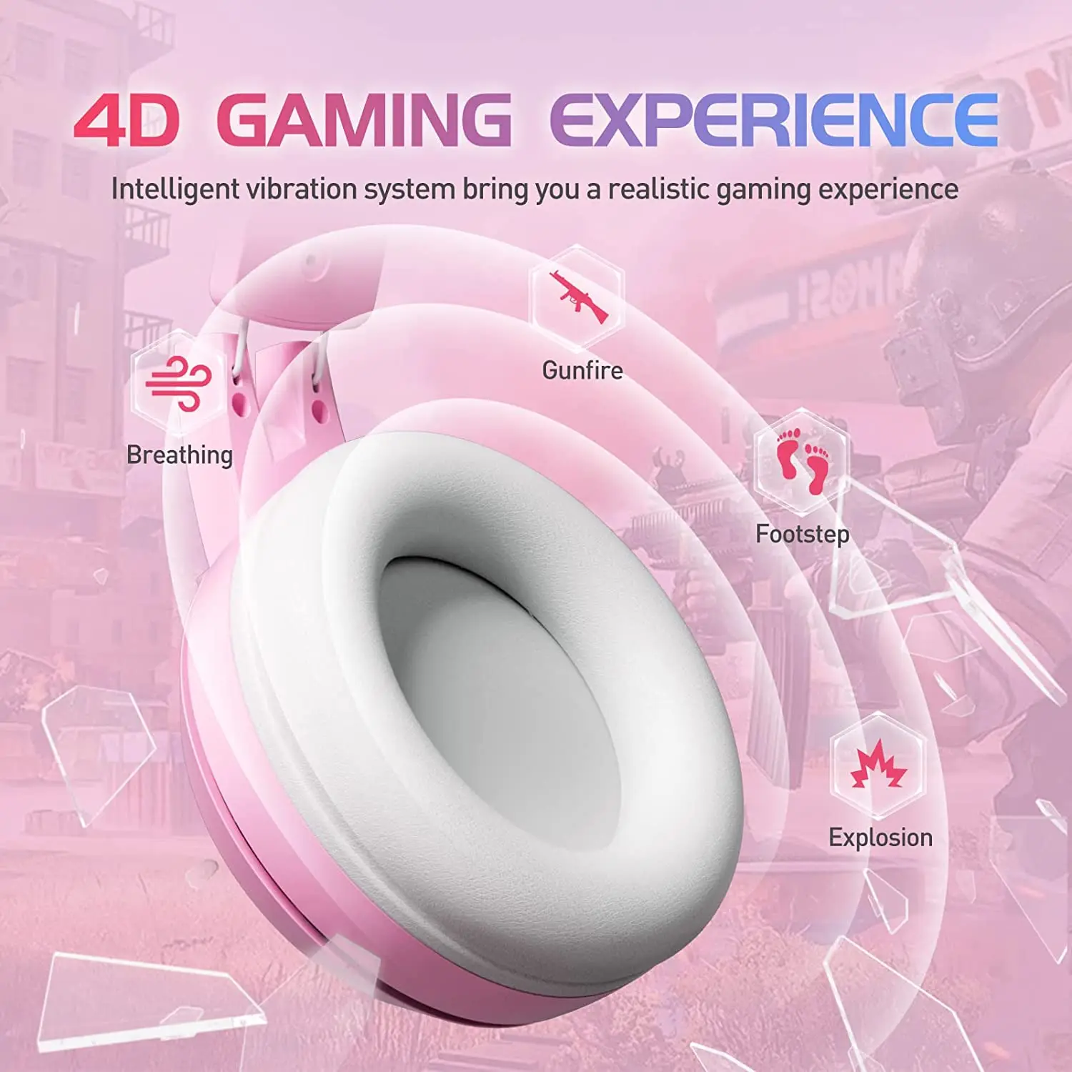 SOMIC G951pink Gaming Headset Cat Ear Headphone USB Gaming Headphones With LED  Light, 7.1 Virtual Surround Sound