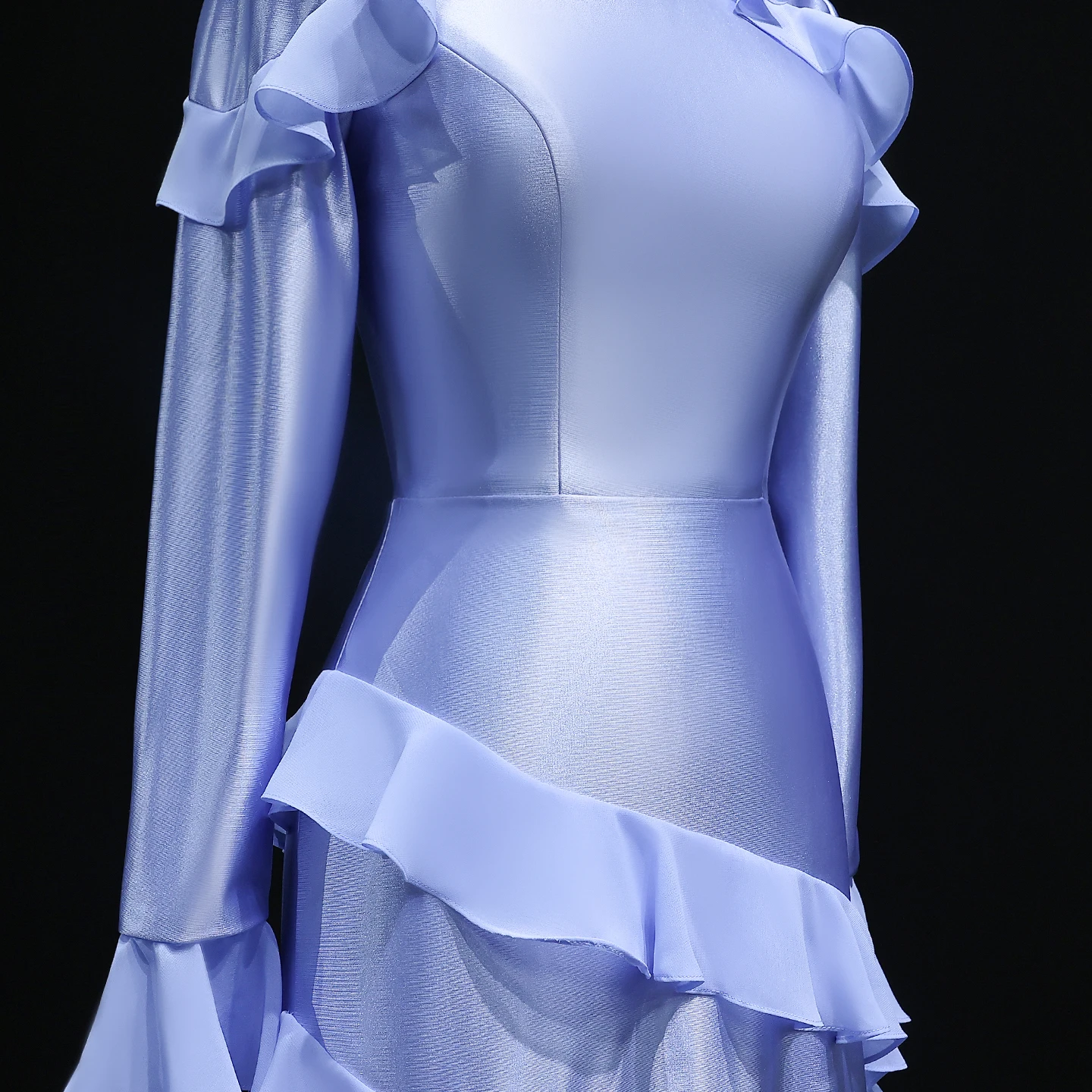 Sharon Said Abiti da sera a sirena con volant blu e maniche lunghe per le donne Abito da cerimonia nuziale SF585 Personalizzato فسات evimavera