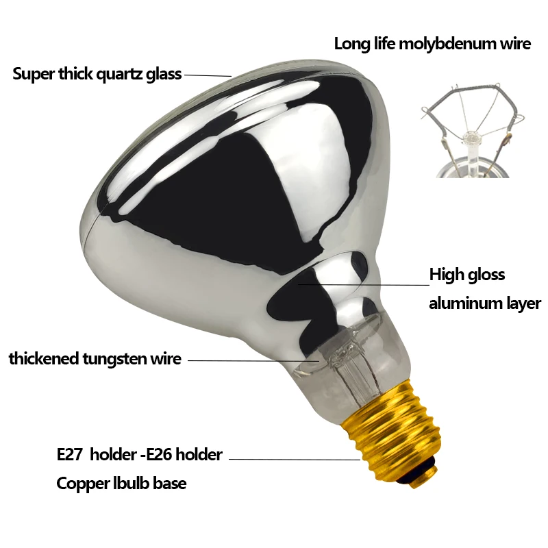 BONGBADA-lámpara infrarroja de cuarzo para agricultura, luz LED PAR38 de 100W, 150W/200W/275W, resistente al agua, con calefacción roja