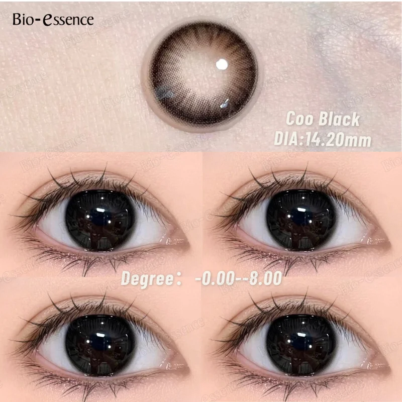 Bio-essence 2Pcs Colored Contacts Brown Lenses with Myopia Natural Big Eye Lens Yearly Use Gray Student Pupils Fast Shipping