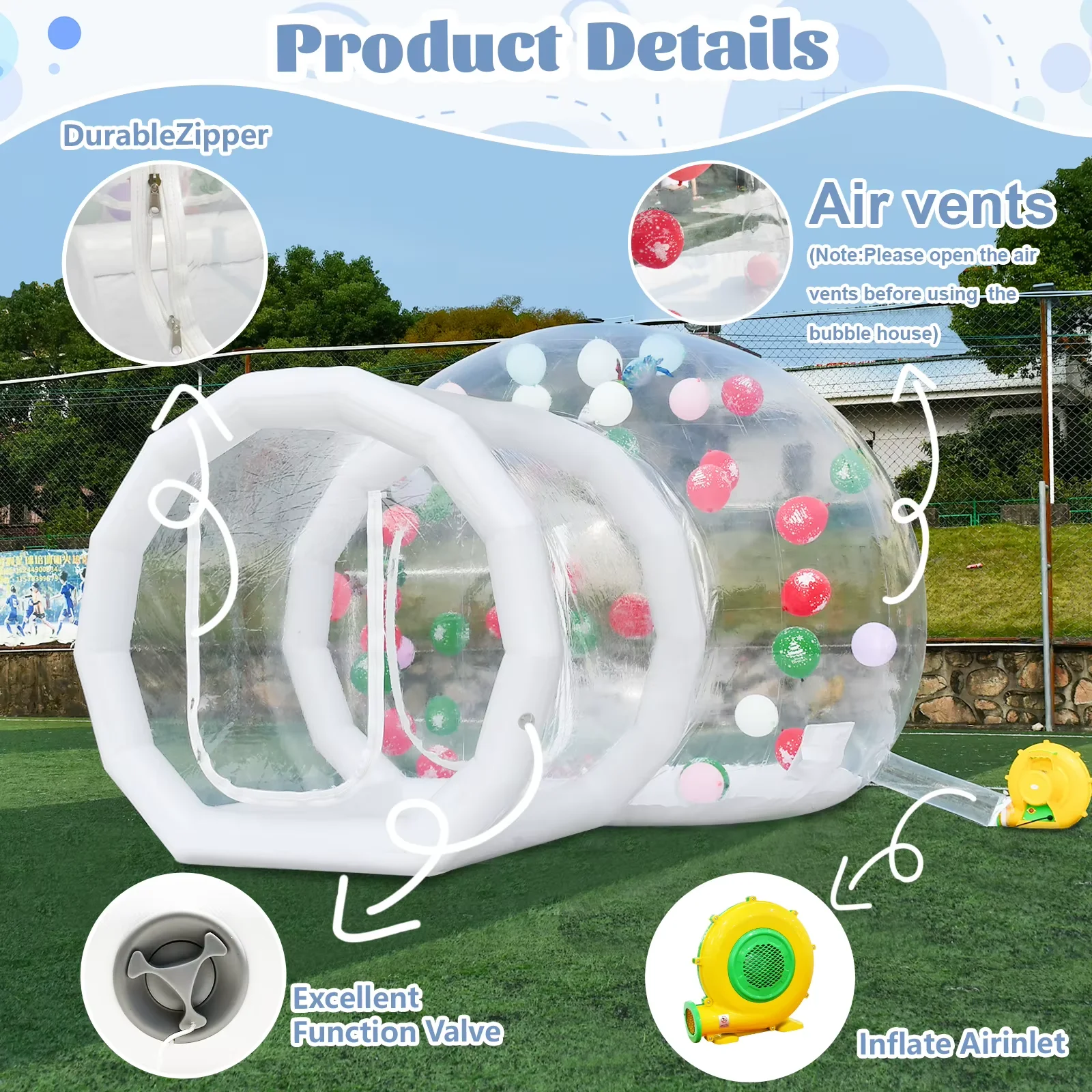

Для дня рождения, горячая распродажа 2025, прозрачный купол, надувная пузырьковая палатка с воздушным шаром, уличный воздушный глэмпинг, прозрачный пузырьковый дом