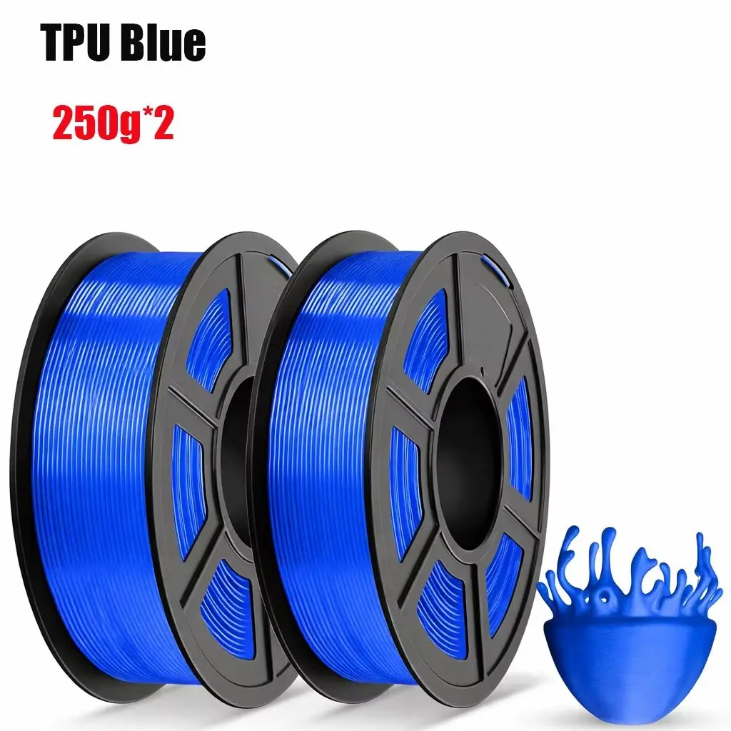 

Синий TPU-филамент 1,75 мм, гибкий, для 3D-принтеров, твердость по Шору 95А, высокая эластичность, устойчивость к истиранию, 500 г/250 г