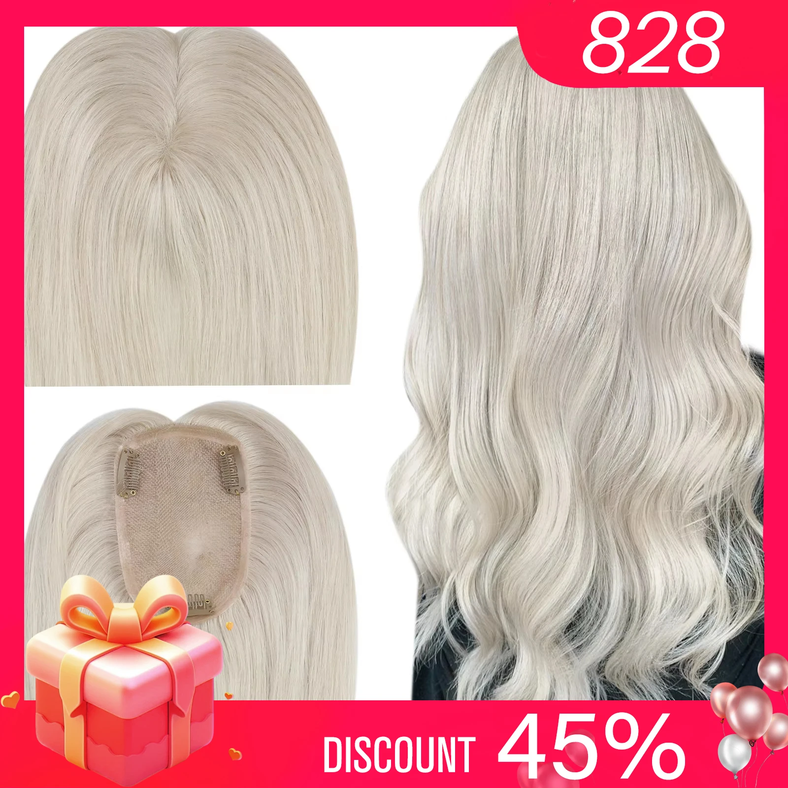 

Ugeat Hair Topper Natural Human Hair Blonde Mono Base 3*5inch Women Toupee Invisible Free Part Hair Toppers Hair Extension