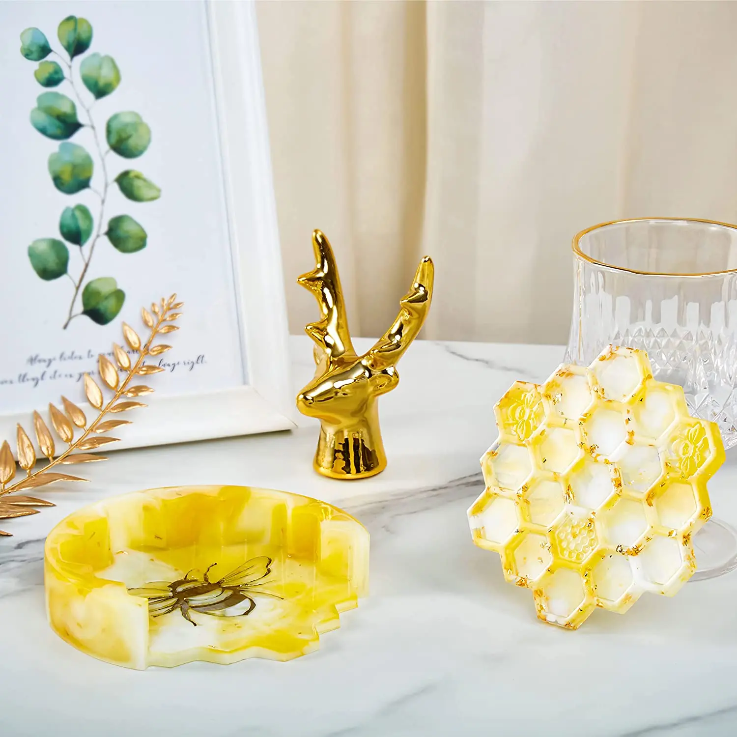 Honeycomb Coaster Table Silicone Mold DIY Bee Coaster Crystal Epoxy Resin Mold