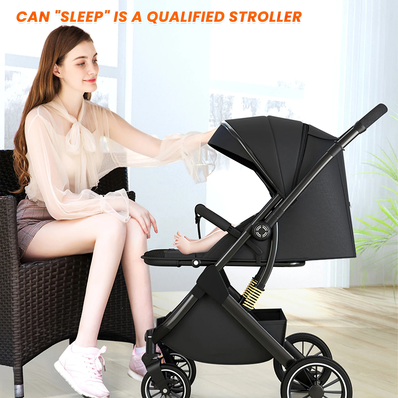 2024 New Arrival High View Baby Stroller Portable Travel Stroller One-click Lightweight Folding Shock-absorbing Newborn Stroller