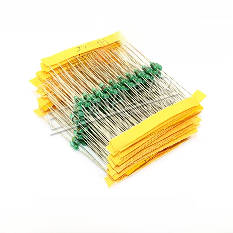 12 wartości Kolorowy pierścień indukcyjny Asortyment 0307 1/4W 0,25W 0410 1/2W 0510 1W 1UH 10UH 100UH Zestaw induktorów indukcyjnych — zdjęcie 2