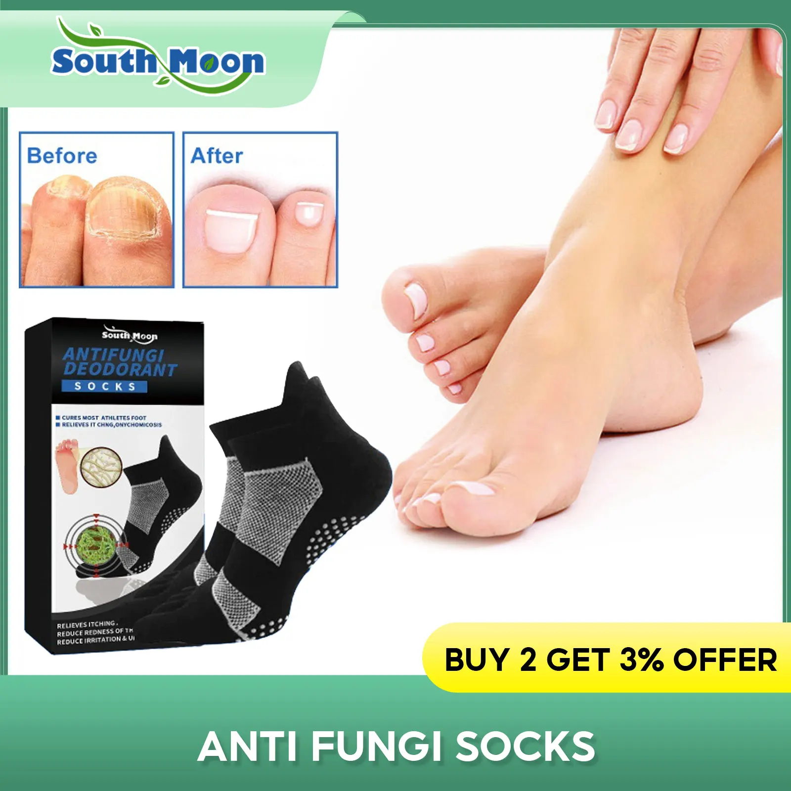 

Deodorant Socks Antibacterial Relief Itching Sweat Odor Improve Paronychia Onychomycosis Prevent Fungus Infection Non Slip Socks