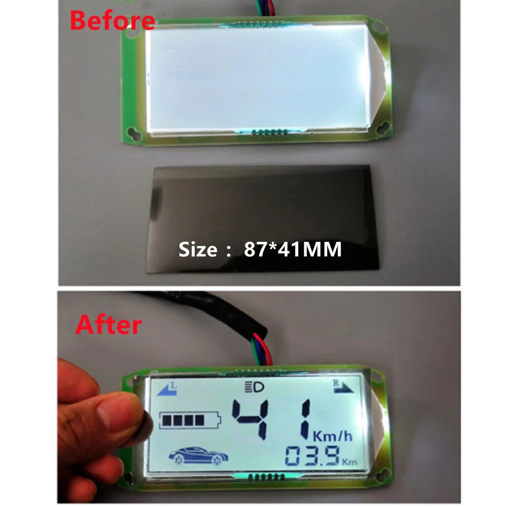 Imagem -02 - Filme Transparente para Veículo Elétrico Display de Traço Folhas Protetoras Motocicleta Instrumento de Carro Filme Polarizador 14 10 Pcs