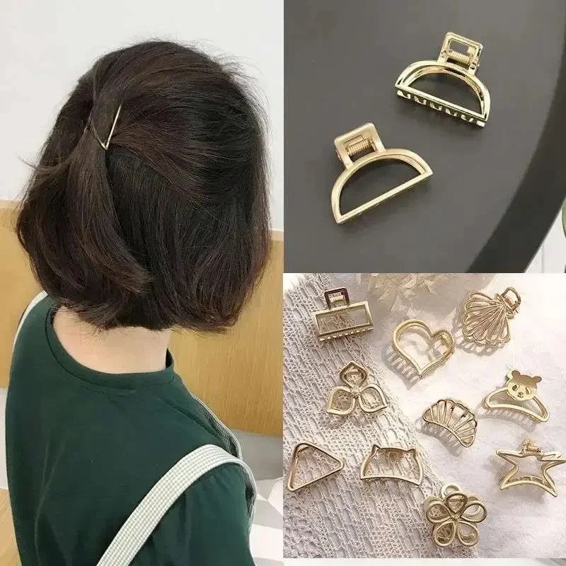 Pince à cheveux en métal coréen, pince à cheveux géométrique creuse en or de haute qualité, couvre-chef pour filles et femmes, accessoires pour cheveux