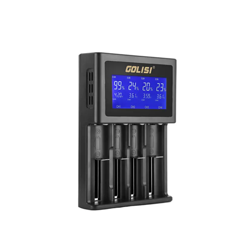 Original Golisi S4 Battery Charger 2A Fast Charging 4 Slots Charger LCD Display For Li-ion & Ni-cd & Ni-MH & AA & AAA Battery