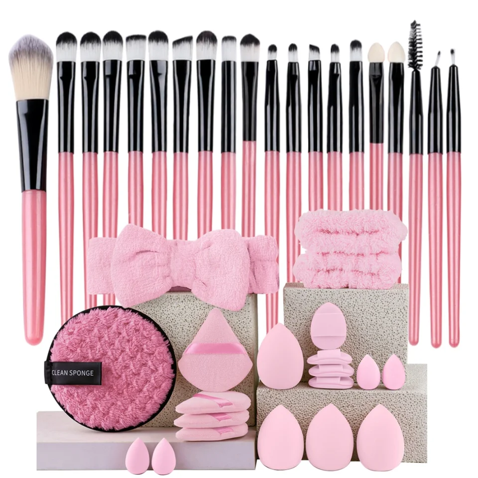 Set de brochas de maquillaje premium sintéticas para base, correctores, polvo, rubor, difuminado, rostro y sombras