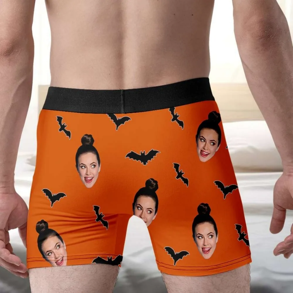 Custom Photo Boxer Briefs Men Personalized Face Underwear 180g Stretch Milk Silk Funny Gift for Boyfriend Husband Anniversary