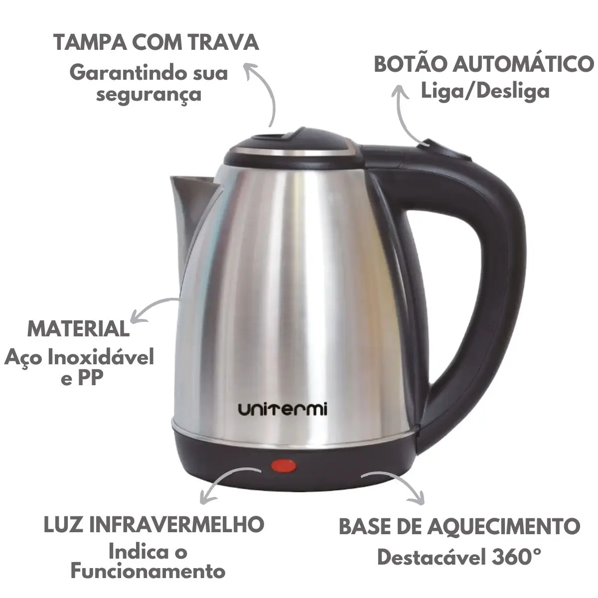 Electric Kettle 1.8L Atacama Inox 110V Automatic Teapot Hot Water Jar Kitchen-Unitermi