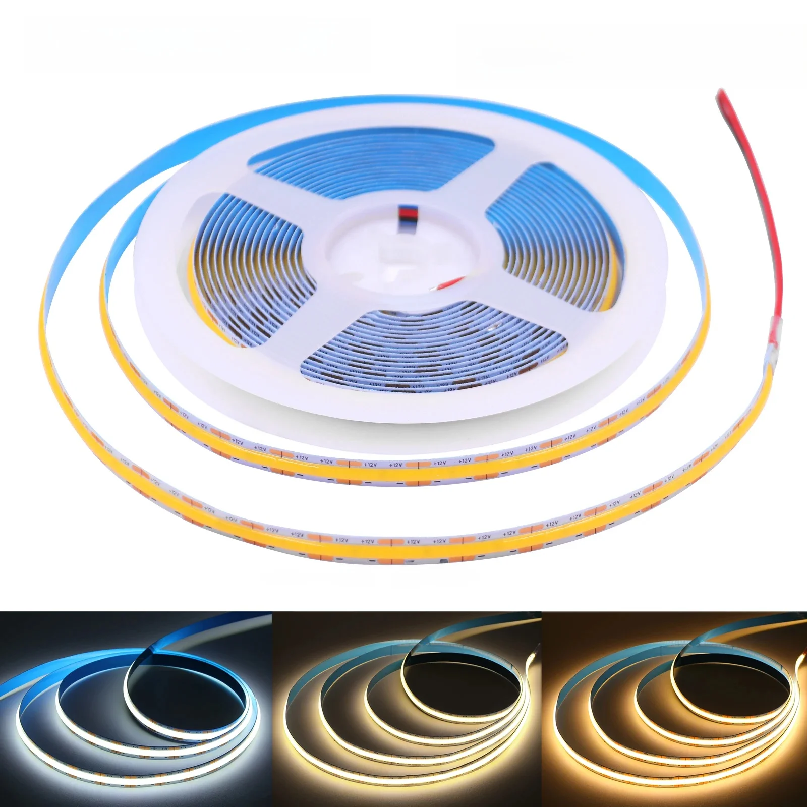 Bande lumineuse LED COB DC 12V 24V, 320 480 528 diodes/m, bande Flexible RA90 haute densité, 8MM de largeur PCB, barre lumineuse douce non étanche, 0.5m-10m