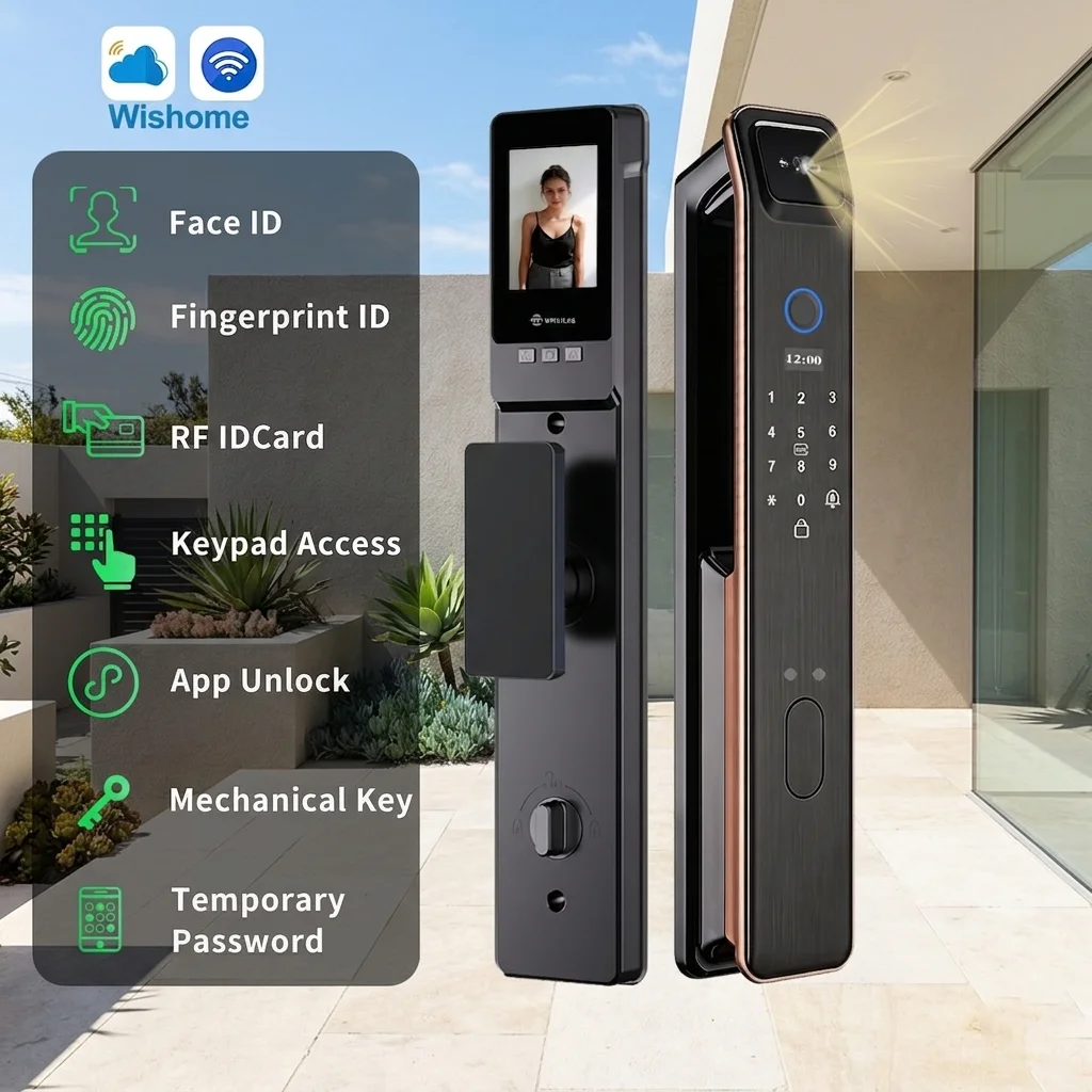 Anti-Theft 3D Face Smart Digital Lock Wishome 6068 Mortise Biometric Fingerprin…