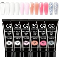 6 Colors Poly Extension Gel Nail Kit Nude Pink Brown ,Soak Off UV Gel Manicure Nail Salon Set,Builder Nail Extender Gel Kit