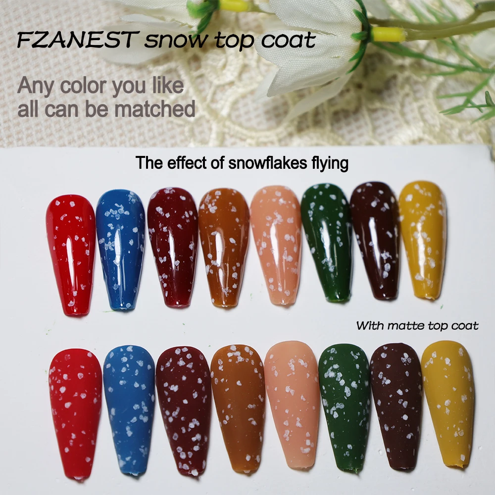 FZANEST Snow Top Coat Base con finitura effetto fiocco di neve e Top Coat Gel accessori per Nail Art forniture per unghie per professionisti