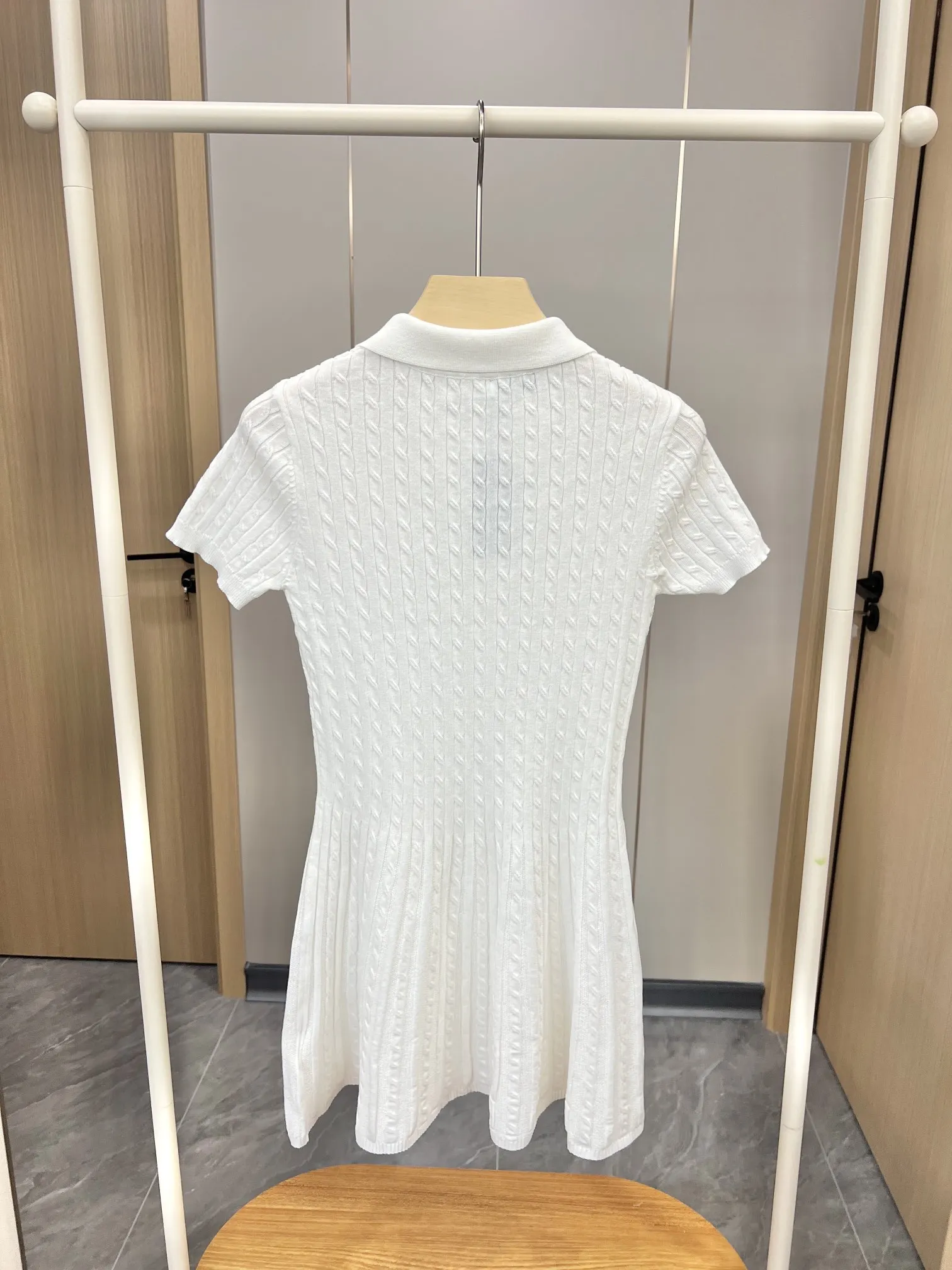 

2025 New Sweater Solid Wool Knit Polo Buttons Pullover Dress Fashionable Versatile Slimming Figure-hugging
