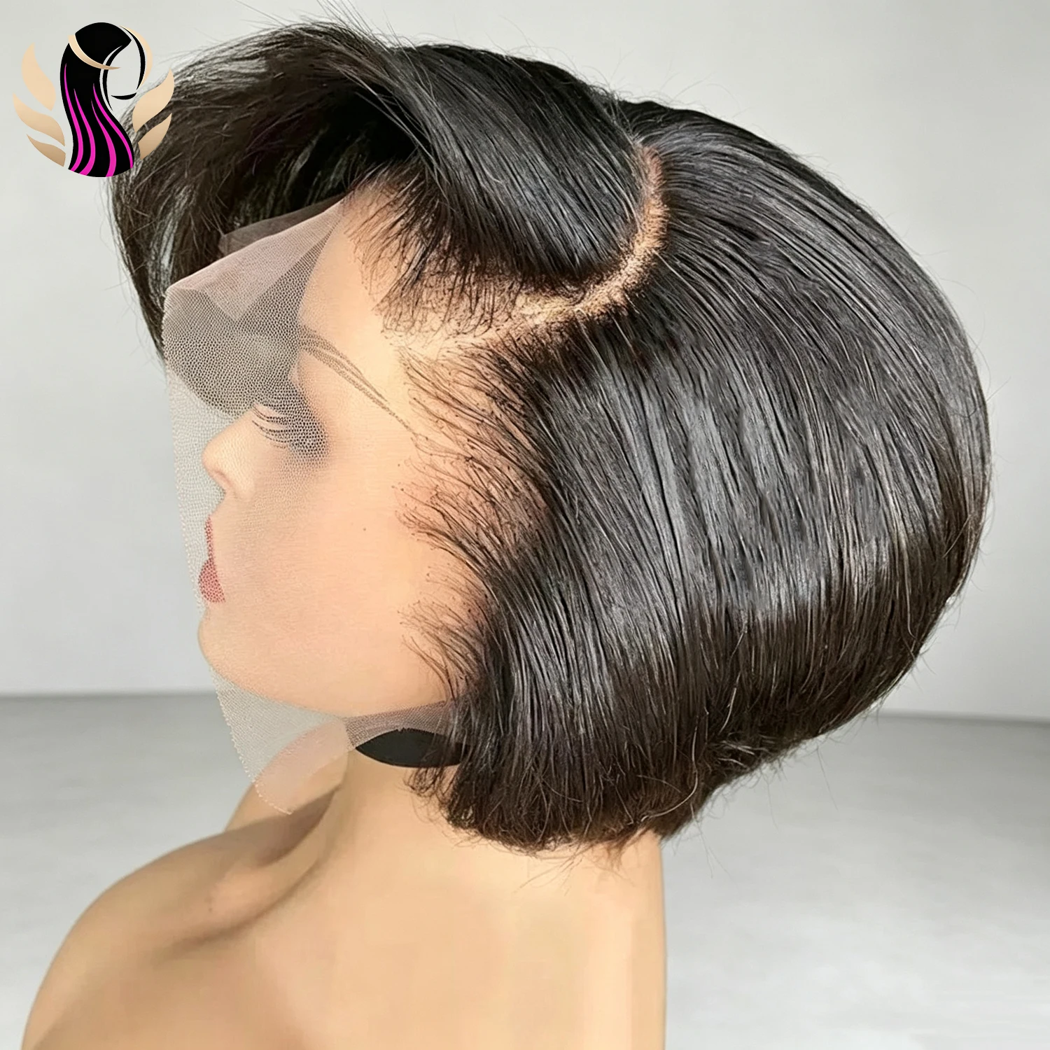 13x4 Pixie Cut Wig Human Hair for Women Natural Black 6