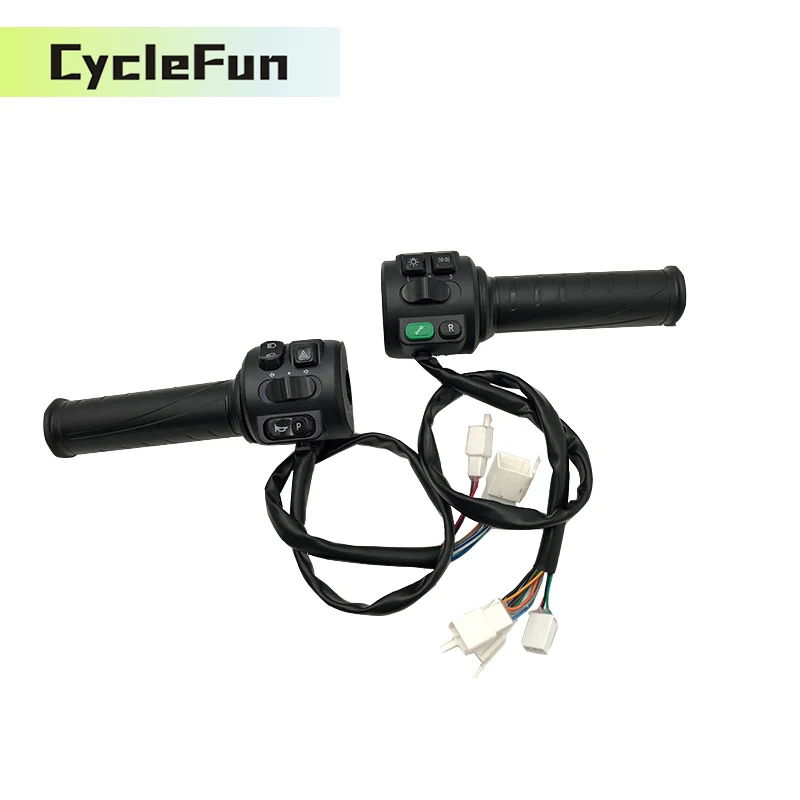 

Ручка газа T08 Hall Twist 0-5В с функциями трех скоростей/заднего хода/парковки/сигнала/подсветки для электросамокатов и мотоциклов