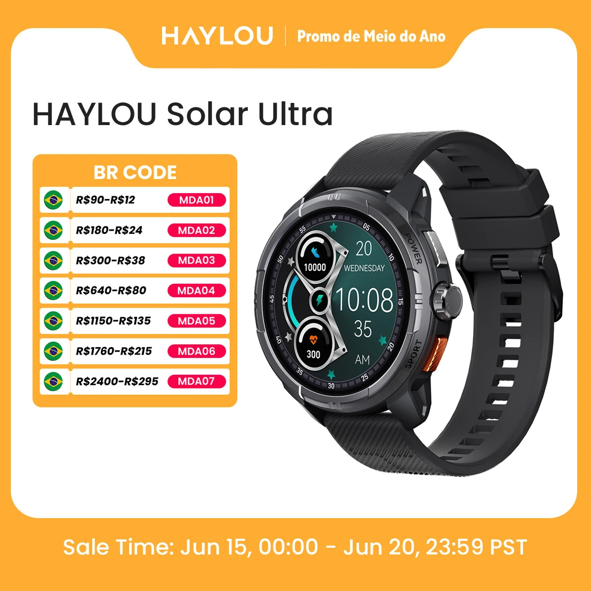 HAYLOU Solar Ultra GPS Smartwatch 1.6” AMOLED Display 5ATM à prova d'água GPS integrado Bluetooth Chamadas telefônicas Relógio i