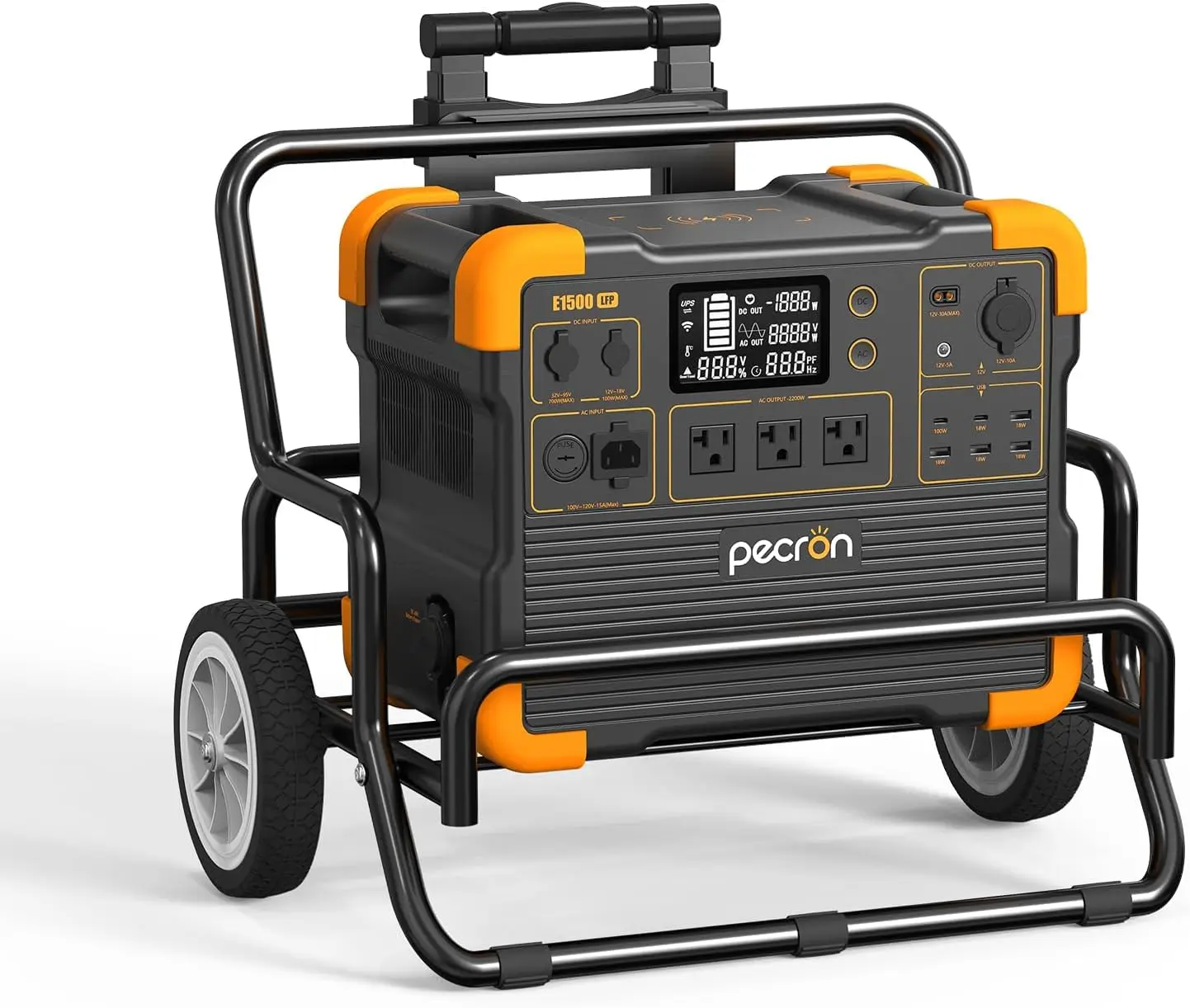 

Pecron E1500LFP 2200W 1536Wh Portable Power Station LiFePO4 Battery Solar Generator with Trolley for Camping Home Fishing RV UPS