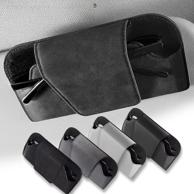 SEAMETAL Magnetische Suede Auto Brillenkoker Magnetische Zonnebril Houder Anti-Kras Zonneklep Brillen Bescherming Opbergdoos - afbeelding 2